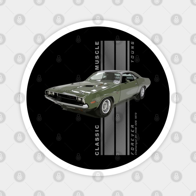 Challenger RT HEMI 426 Classic American Muscle Cars Vintage Magnet by Jose Luiz Filho